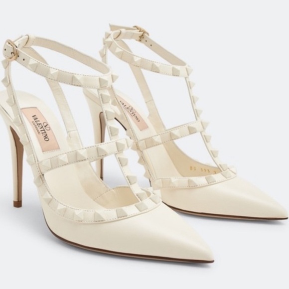 Valentino Light Ivory Rockstud Heels, Size 38 - Picture 1 of 7